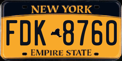 NY license plate FDK8760
