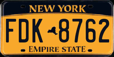 NY license plate FDK8762