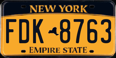 NY license plate FDK8763