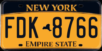 NY license plate FDK8766
