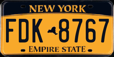 NY license plate FDK8767
