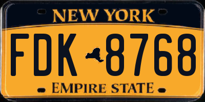 NY license plate FDK8768
