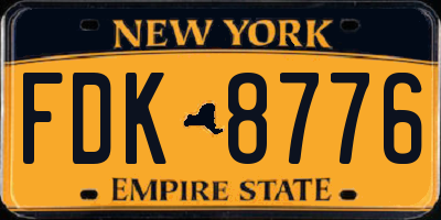 NY license plate FDK8776