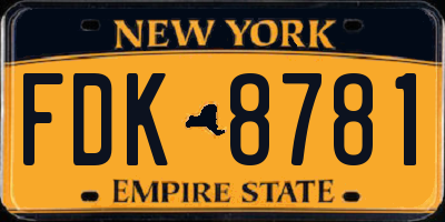 NY license plate FDK8781