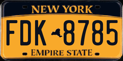 NY license plate FDK8785