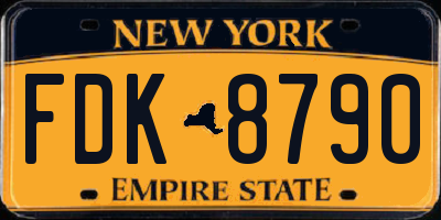 NY license plate FDK8790