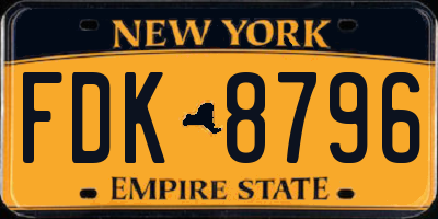 NY license plate FDK8796