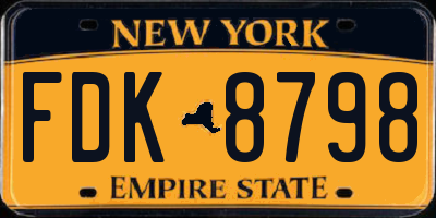 NY license plate FDK8798