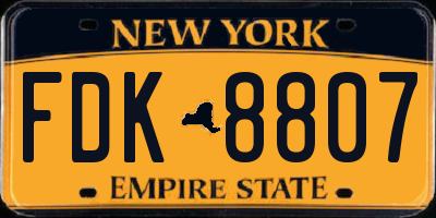 NY license plate FDK8807