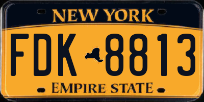NY license plate FDK8813