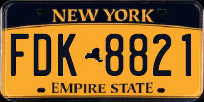 NY license plate FDK8821