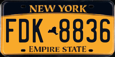 NY license plate FDK8836