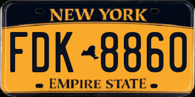 NY license plate FDK8860