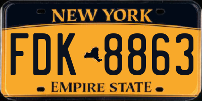 NY license plate FDK8863