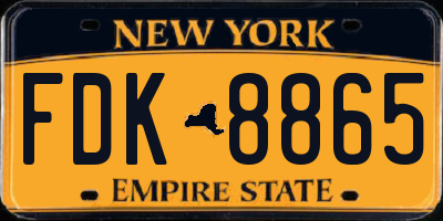 NY license plate FDK8865