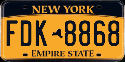 NY license plate FDK8868