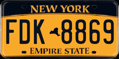 NY license plate FDK8869