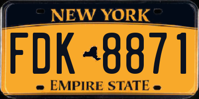 NY license plate FDK8871