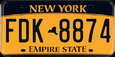 NY license plate FDK8874
