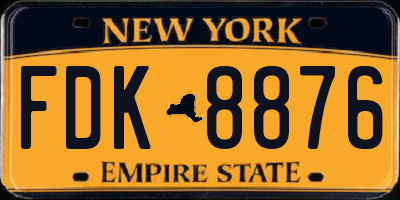 NY license plate FDK8876