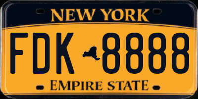NY license plate FDK8888
