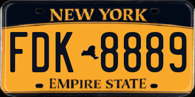 NY license plate FDK8889