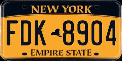 NY license plate FDK8904