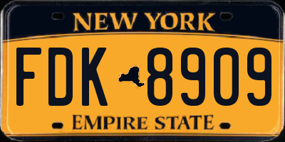 NY license plate FDK8909