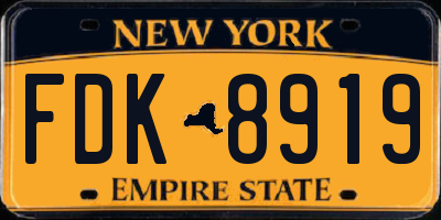NY license plate FDK8919