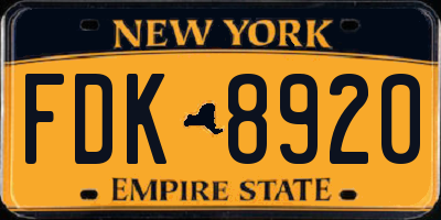 NY license plate FDK8920