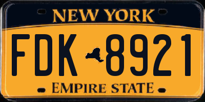 NY license plate FDK8921