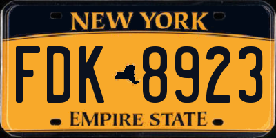 NY license plate FDK8923