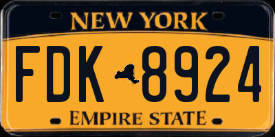 NY license plate FDK8924