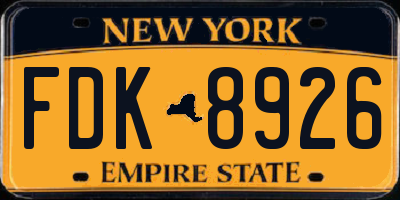 NY license plate FDK8926