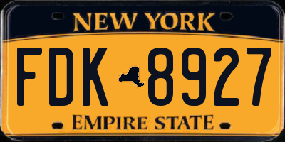 NY license plate FDK8927