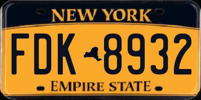 NY license plate FDK8932