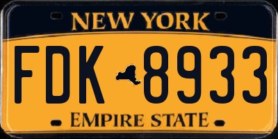 NY license plate FDK8933