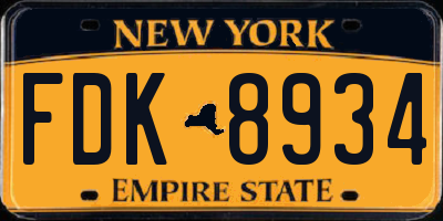 NY license plate FDK8934