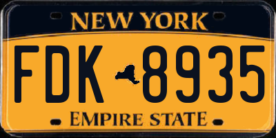 NY license plate FDK8935