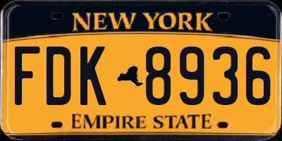 NY license plate FDK8936