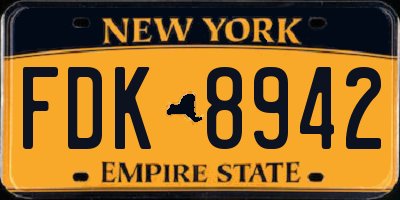 NY license plate FDK8942