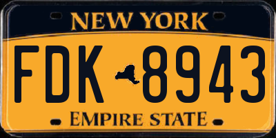 NY license plate FDK8943
