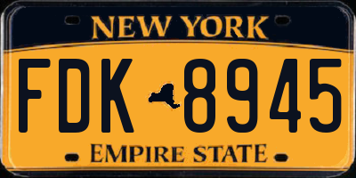 NY license plate FDK8945