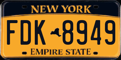 NY license plate FDK8949