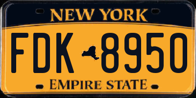 NY license plate FDK8950