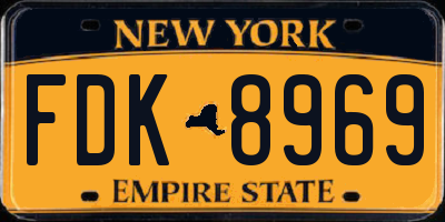 NY license plate FDK8969