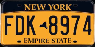 NY license plate FDK8974