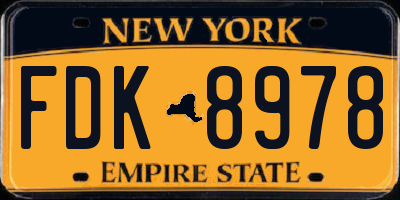 NY license plate FDK8978