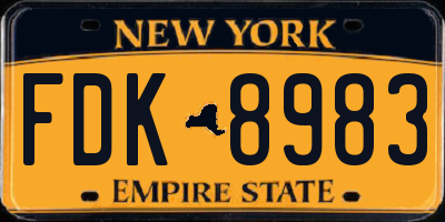 NY license plate FDK8983