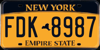 NY license plate FDK8987